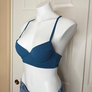 Shade & Shore teal strappy push up bikini top sz 32B